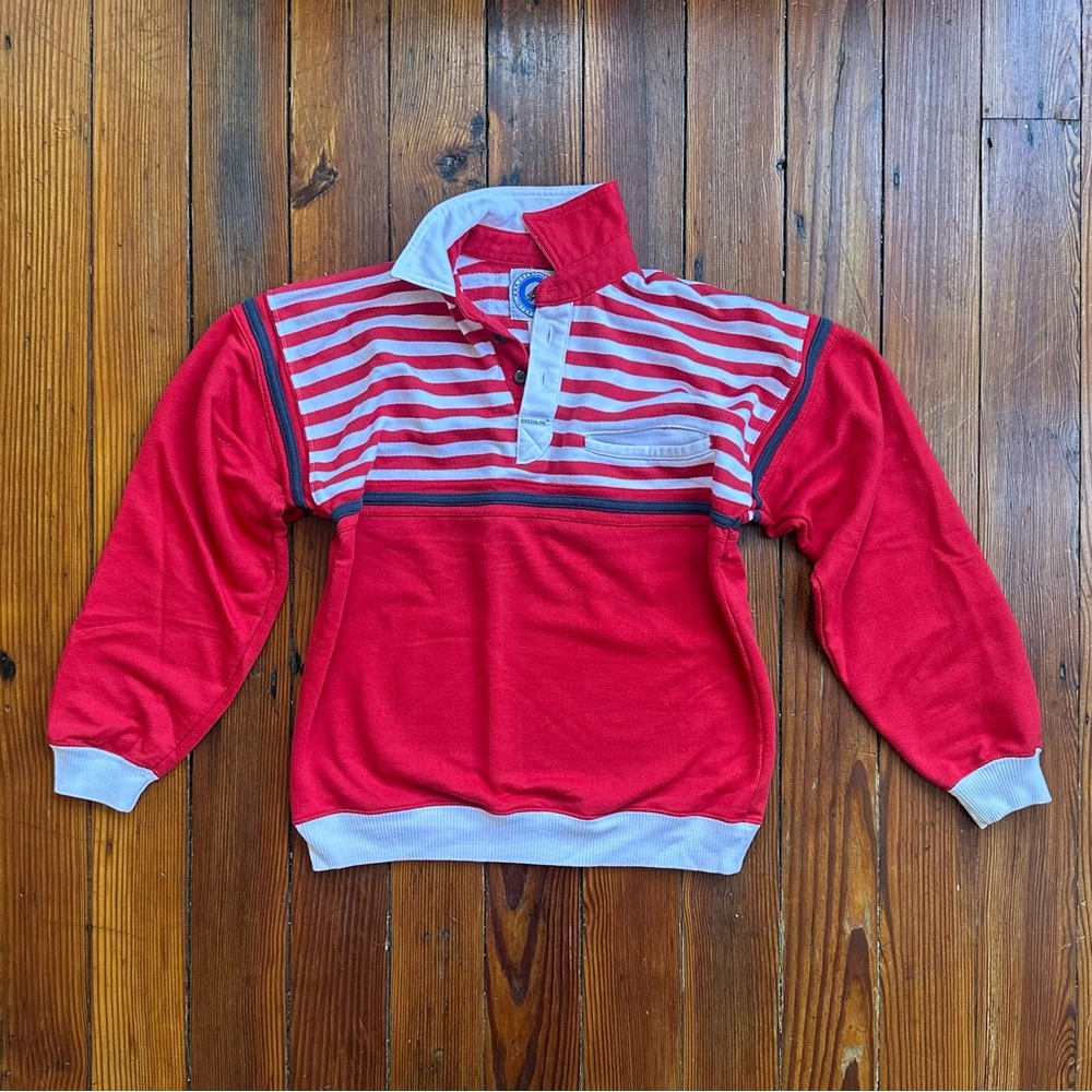 Vintage 80s Greenline International striped polo sweatsHIRT YL or woman’s XS